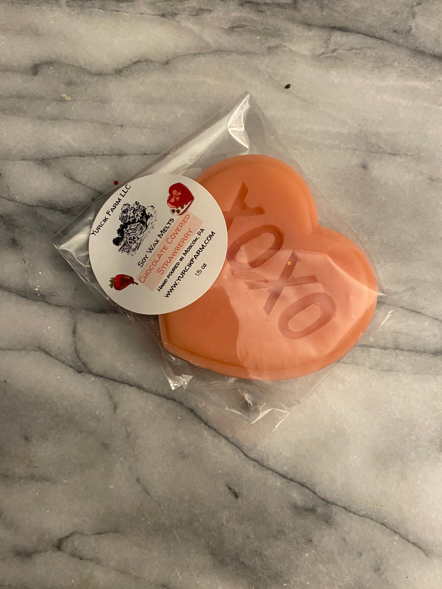 Chocolate covered strawberry wax heart