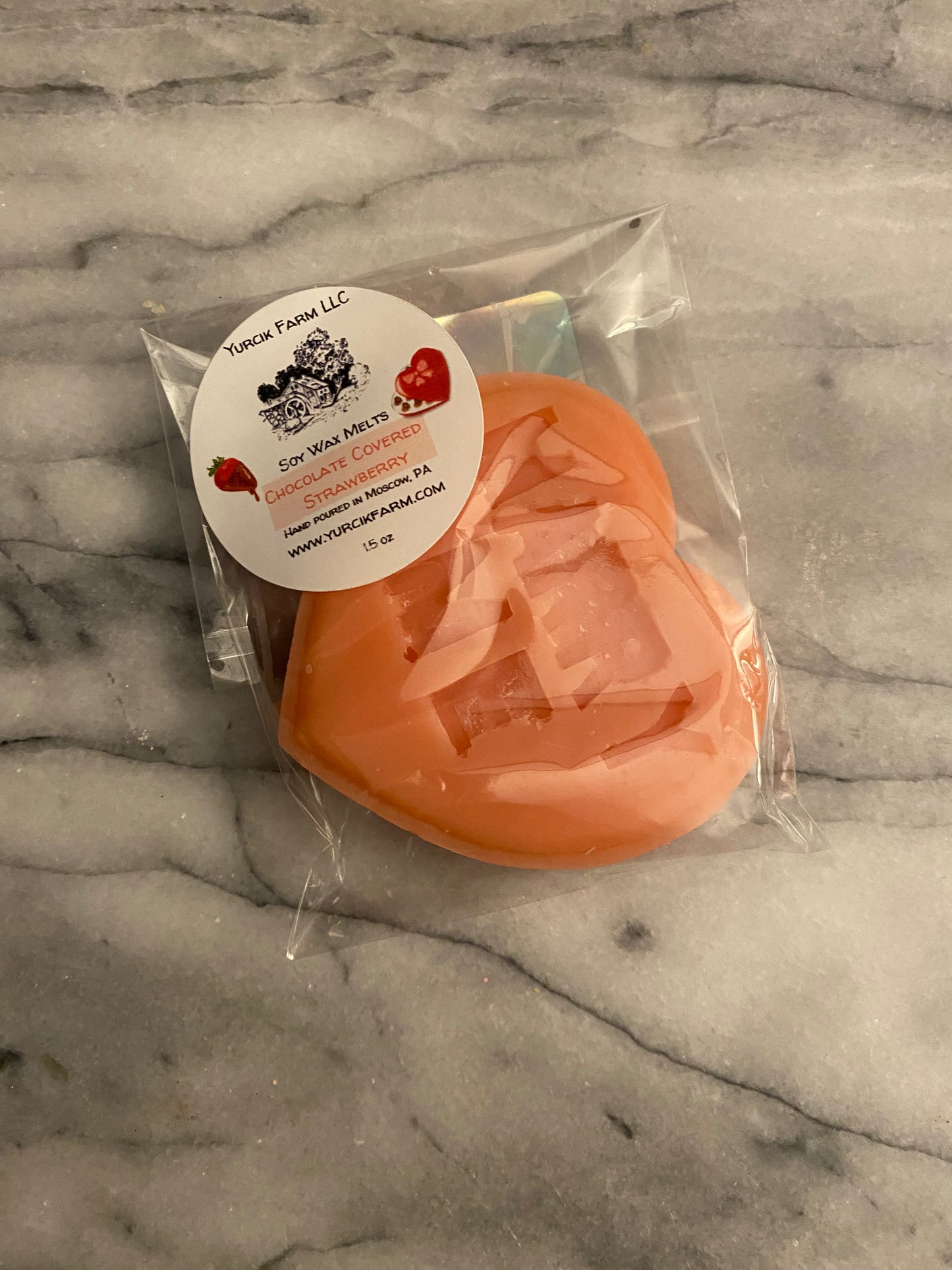 Chocolate covered strawberry wax heart