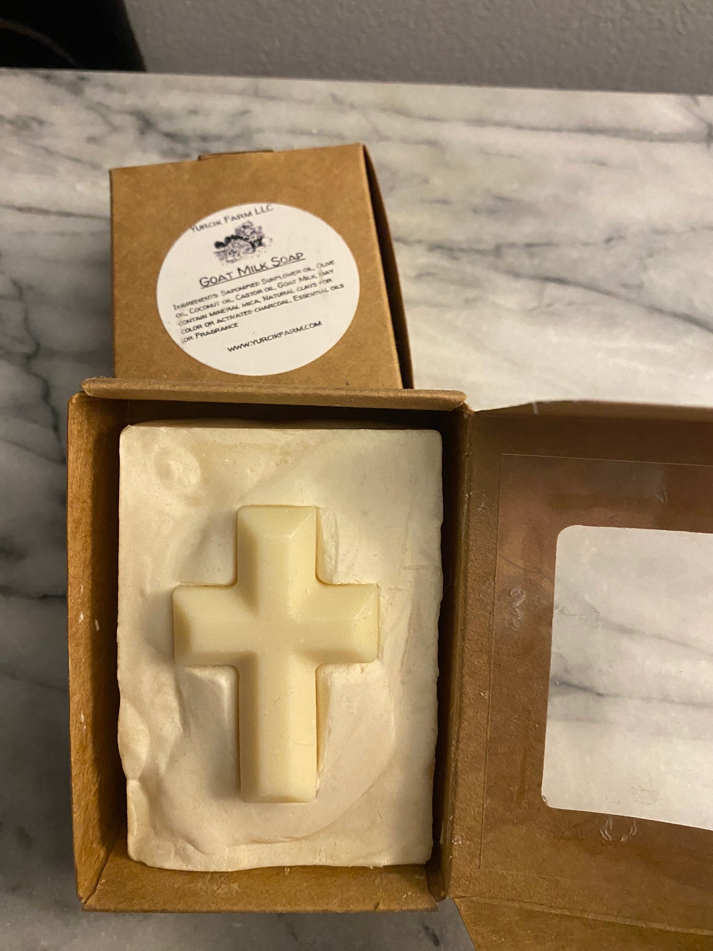 Lilac White cross goat milk soap
