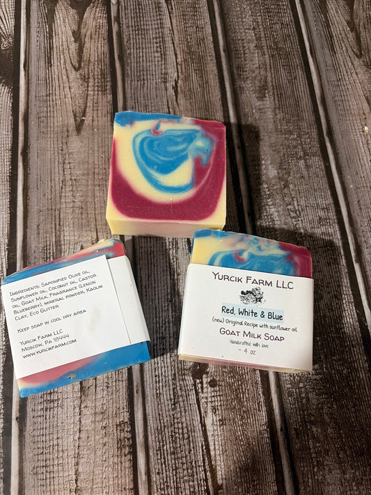 Red white & blue goat milk soap