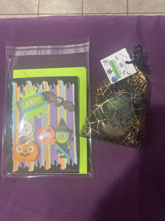 Apple scent Halloween cat Goat milk soap with card