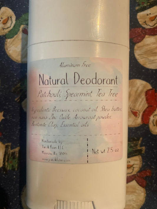 Patchouli, spearmint and tea tree deodorant