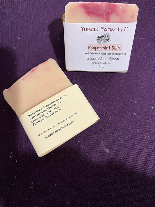 Peppermint swirl goat milk soap