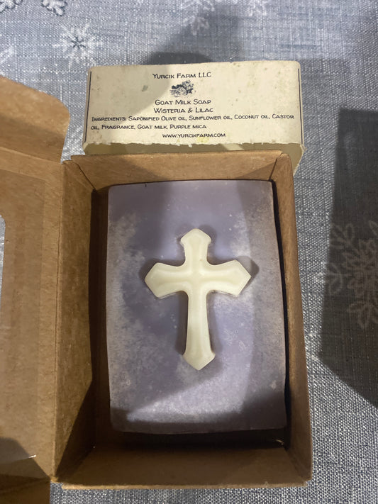 Wisteria Lilac white cross goat milk soap