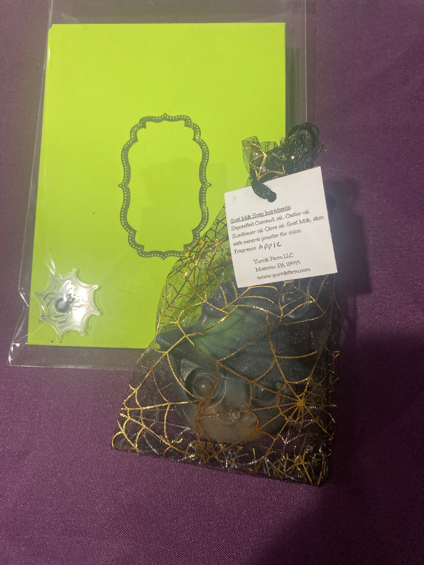 Apple scent Halloween cat Goat milk soap with card